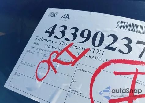 2000 Chevrolet Silverado 1500 Ls из США, поврежденный, VIN 2GCEC19V7Y1205882